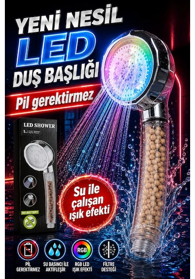 Led Shower Duş Başlığı Şeffaf