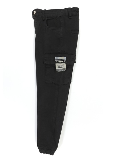 Dobakids Kargo Cep Gabardin Erkek Çocuk Jogger Pantolon Siyah 001-0001957 Siyah