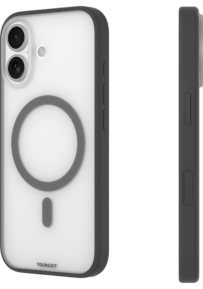 Apple Uyumlu iPhone 17  Kılıf M-safe Şarj Özellikli Youngkit Clear Serisi Kapak Siyah Siyah