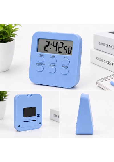 Dol288- Mavi Öğrenci Kronometre Büyük Lcd Ekranlı Manyetik Zamanlayıcı Alarm, Geri Sayım, Ileri Sayım, Kronometre Ve Saat Modu Ders, Mutfak, Spor Ve Ofis Için