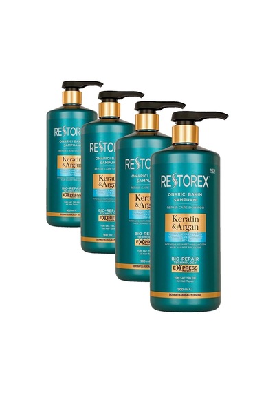 Keratin & Argan Onarıcı Saç Bakım Şampuanı 900 Mililitre, Yıpranmış Ve Hasar Görmüş Saçlar 4 Paketi
