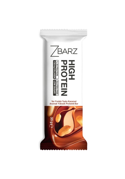 Zbarz Yer Fıstıklı Tuzlu Karamel Aromalı Yüksek Protein Bar 12 x 35 G
