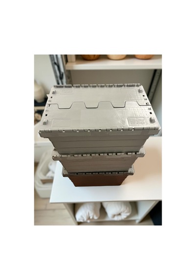 2 Li Konik Menteşe Kapaklı Plastik Kasa 400 600 420 Gri
