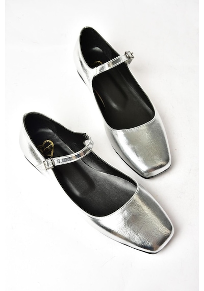 Fox Shoes S726252508 Gümüş Rugan Kadın Babet Gümüş
