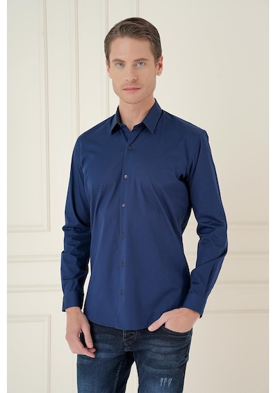 Efor Slim Fit Pamuk Uzun Kol Klasik Lacivert Gömlek Gk 745 Lacivert