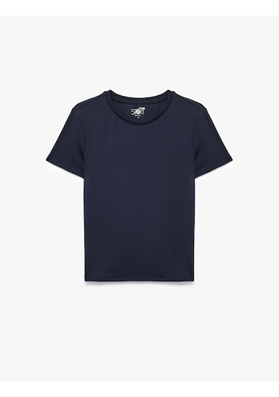 Koton Slim Fit Kısa Kollu Bisiklet Yaka Spor Tişört Lacivert 6sak10321nk
