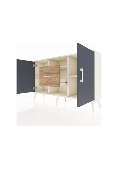 Arges Konsol 3 Raflı Tek Çekmeceli 2 Kapaklı 132x30x83 Aytaşı-antrasit/çam Antrasit/çam Arges Konsol 3 Raflı Tek Çekmeceli 2 Kapaklı 132x30x83 Aytaşı-antrasit/çam Antrasit/çam