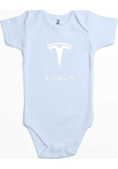 Zepplin Giyim Tesla Logo Text Sarı Bebek Body Zıbın