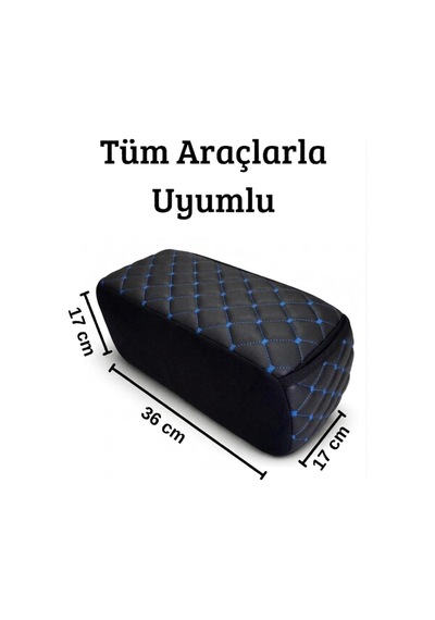 Ecarteks Sünger Kolçak Ve Boyun Yastığı Seti Mavi Dikişli Siyah Universal Oto Aksesuar