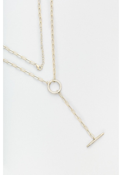 So Chic Modern Tasarım 18 Ayar Sarı Altın Kaplama 45 CM Gümüş Y Kolye