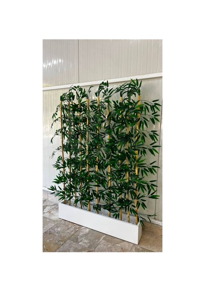 Bambu Seperatör 100 Cm Saksılı Yapay Bambu Premium 130 Cm 26-28 Yaprak 10 Dal Çok Renkli