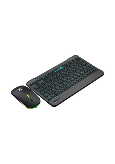 Km-bt35 Işıklı Bluetooth Kablosuz Klavye Mouse Seti Siyah, Şarjlı Türkçe Q, Tablet Telefon Laptop Uyumlu, Sessiz Mini Combo Diğer