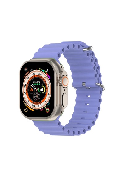 Caseonn Apple Watch Uyumlu Series 7 45mm Kordon Suya Dayanıklı Okyanus Silikon Kayış Lavanta