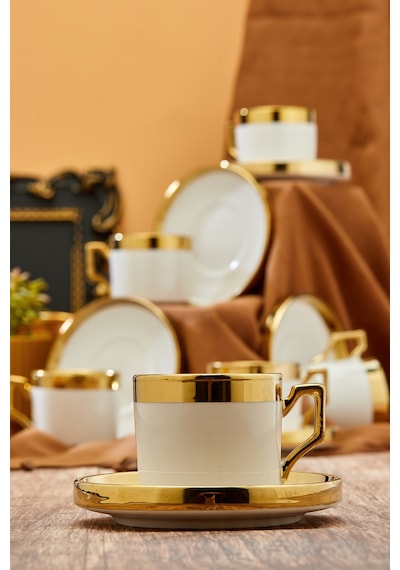 Cooker 100 Ml 6'lı Altın Yaldızlı Porselen Çay Fincan Takımı Diğer