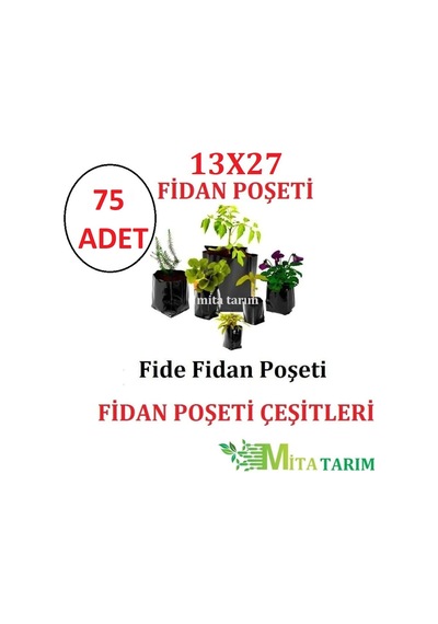Fide Fidan Poşeti, 13X27, 75 Adet, Fidan Torbası, Fidan Poşeti