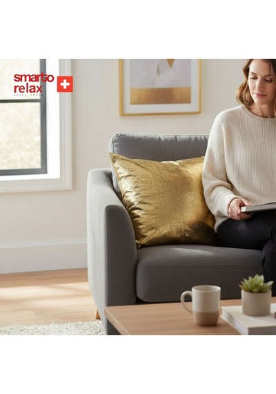 Smarto Relax Antibakteriyel Desenli Dekoratif Dolgulu Kırlent 45x45 Cm Gold