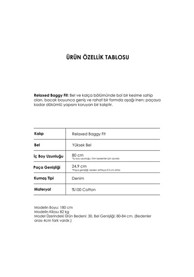 Itsbasic Erkek İndigo Renk 7w5-50 Tt25 Relaxed Baggy Fit İç Boy 80cm Rahat Kesim %100 Koton Denim Jean