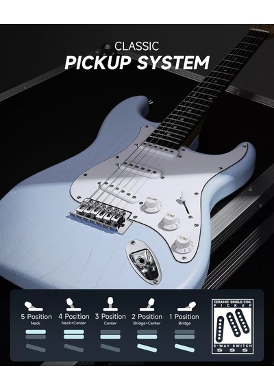 Donner Dst-80 St Elektro Gitar Seti Sonic Blue