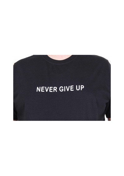 Moc Grande Mocgrande Erkek Büyük Beden Sıfır Yaka Tişört Never Give Up 25140 Sıyah Siyah