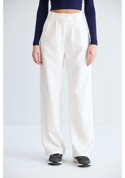 Sortie Collection Rahat Kesim Klasik Model Kumaş Pantolon Ekru