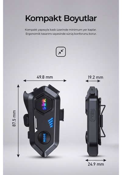 Spark Bluetooth 5.4v Kask Kulaklık Su Geçirmez Intercom
