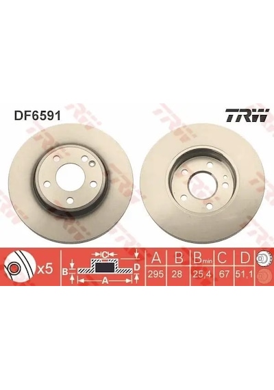 Mercedes A200 W176 Fren Diski On 2012-2018 Trw Df6591 2adettir
