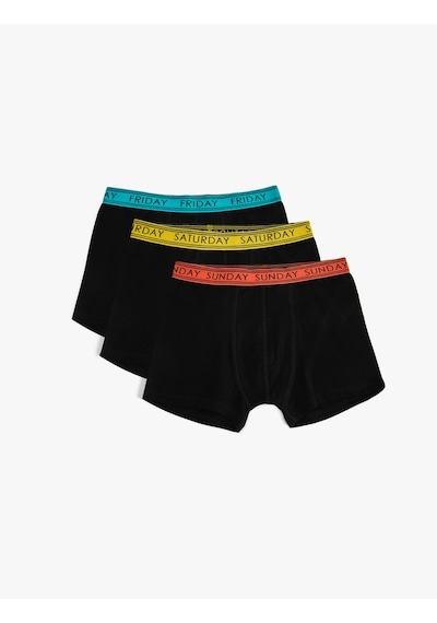 Koton 3'lü Boxer Seti Slogan Yazı Detaylı Siyah 5slm90048mk Siyah