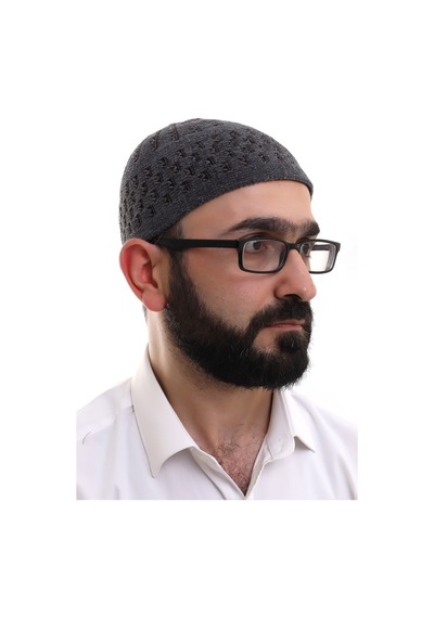 Füme Kahve Hasır Desen Kışlık Kadife Namaz Takkesi Kahverengi