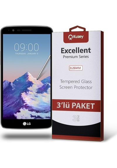 LG Uyumlu Stylus 3 Ekran Koruyucu Cam 3 Adet (533984155)
