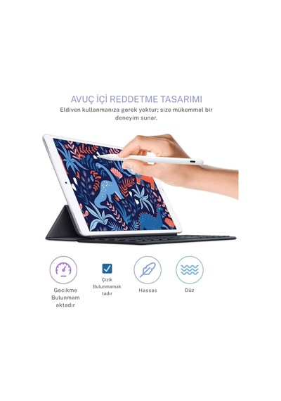 Apple Uyumlu iPad  Air 11 Avuç İçi Reddetmeli Bluetoothlu Dokunmatik Özel Çizim Ve Yazı Kalemi