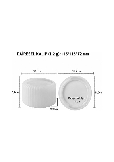 Yuvarlak Silikon Beton Saksı Kalıbı Dekoratif Mumluk Ve Saksı Döküm Kalıbı Beton, Taş Tozu Ve Alçı Uyumlu 1 Adet