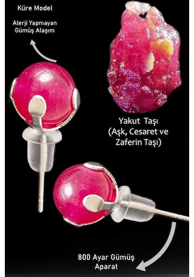 Sertifikalı Yakut Taşı Nokta Doğal Taş Küpe Çok Renkli