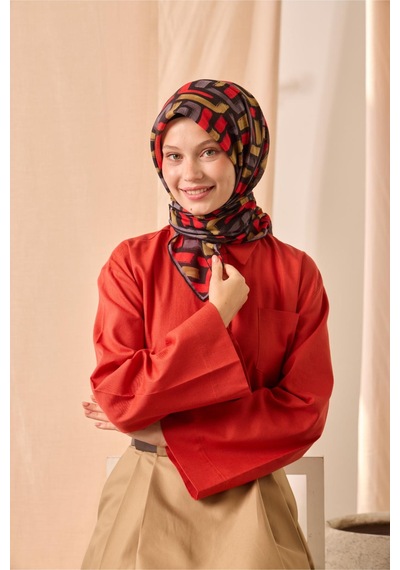 Silk Home Soft Eşarp 73096-03 Siyah, Mercan, Hardal, Eski Lavanta