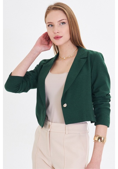 Armonika Kadın Zümrüt Tek Düğmeli Crop Ceket Arm-23y001064