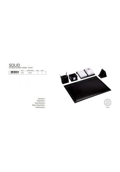 Gıpta 7134 Solid 5 Parça Sümen Takımı - Siyah 7134