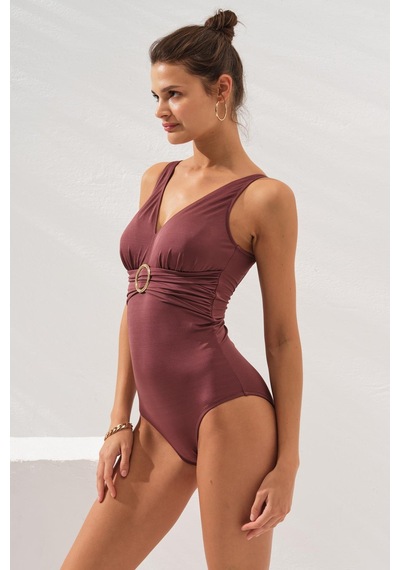 Eros Pierre Cardin 231133 Toffee Stella V Yaka Tokalı Korseli Mayo Çok Renkli