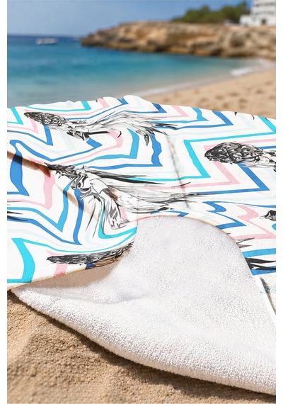 Ananas Tropikal Zigzag Plaj Havlusu-modern Marine Pastel Havuz Deniz Hızlı Kuruyan Mikrofiber Havlu Kumlu İncisi