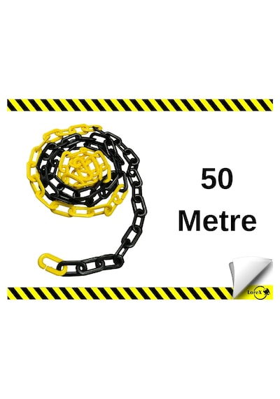 Lorex Plastik Zincir Sarı/siyah Trafik Zinciri. 50 Metre