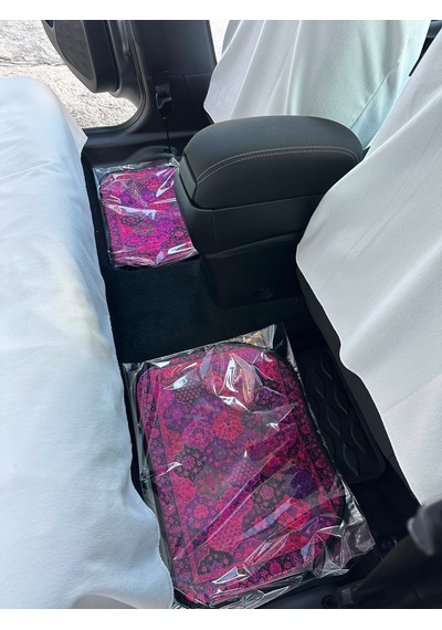 Pembe Kilim Desen Baskılı Oto Halı Paspas