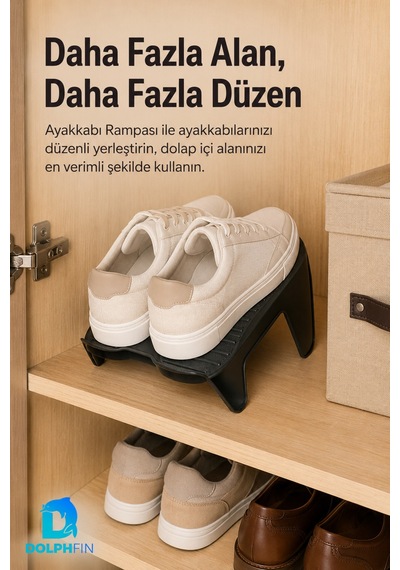 Ayakkabı Rampası Çiftli Ayakkabı Düzenleyici Kaymaz Tabanlı Siyah