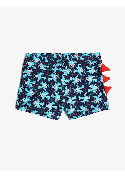 Koton Köpek Balığı Baskılı Beli Bağlamalı Deniz Şortu Lacivert Desenli 5skb00005mm Lacivert Desenli