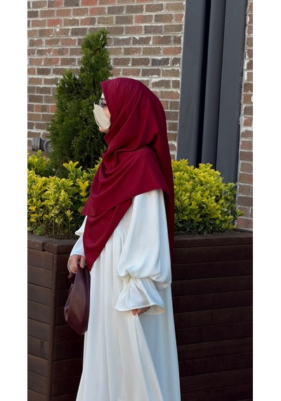Qalortex Scarf Premium Jakarlı Sare Büyük Boy Eşarp - Bordo