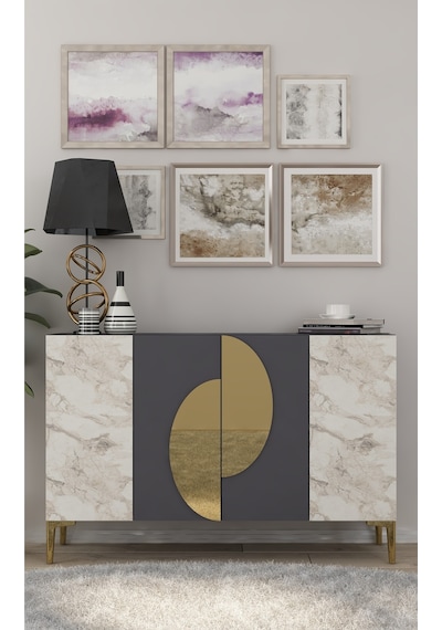 Ka120 Afra Konsol, Çok Amaçlı Dolap, Kahve Köşesi, Tv Sehpası Antrasit-efesmermer-gold Antrasit - Efes Mermer - Gold Ka120 Afra Konsol, Çok Amaçlı Dolap, Kahve Köşesi, Tv Sehpası Antrasit-efesmermer-gold Antrasit - Efes Mermer - Gold
