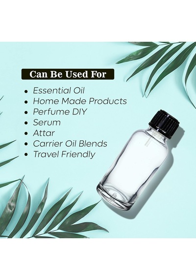30 Ml Şeffaf / Şeffaf Yuvarlak Boş Cam Şişe + Euro Damlalık + Siyah Kapak, Doldurulabilir, Uçucu Yağlar İçin Sızdırmaz, Kendin Yap Parfümleri 3'lü Paket