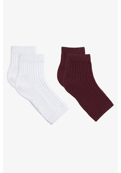 Cotenconcept 2 Çift Fitilli Burunsuz Kadın Çorap Beyaz - Bordo