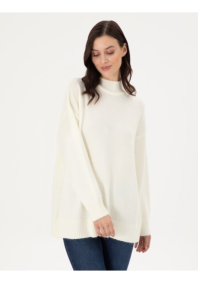 Pierre Cardin Ekru Oversize Yarım Balıkçı Kazak 50301841-vr019