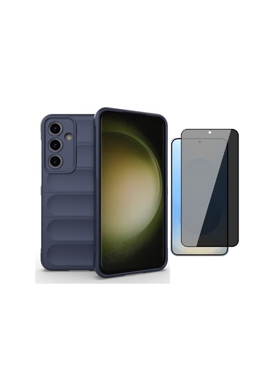 Vendas Galaxy Uyumlu  A36 Kılıf Esnek Tpu Oyuklu Arka Yüzey Zore Etnik Silikon Kapak +hayalet Ekran Koruyucu Lacivert