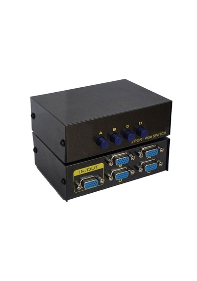 4 Port Vga Switch Çoklayıcı Vga Seçici 4 Cihaz 1 Monitör Butonlu