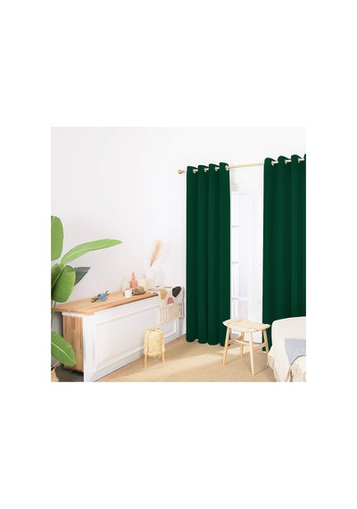 Kadife Dokulu Fon Perde Kuş Gözlü Dikim Rustik Için Uygun - Koyu Yeşil Fon Perde Yeşil