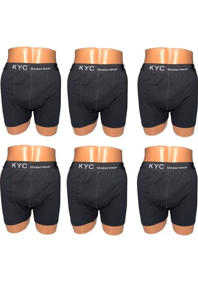 Kyc Shopping 6 Adet Siyah Renk Pamuklu Likralı Penye Esnek Kumaş Boxer Siyah